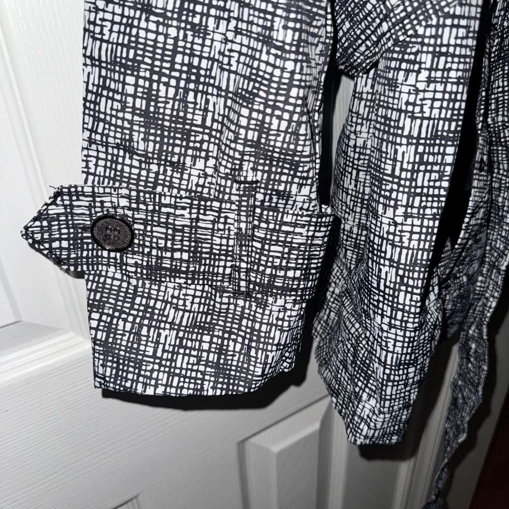 Faded Glory Women's L Black White Print Belted Lightweight Trench Coat Jacket - Picture 11 of 16